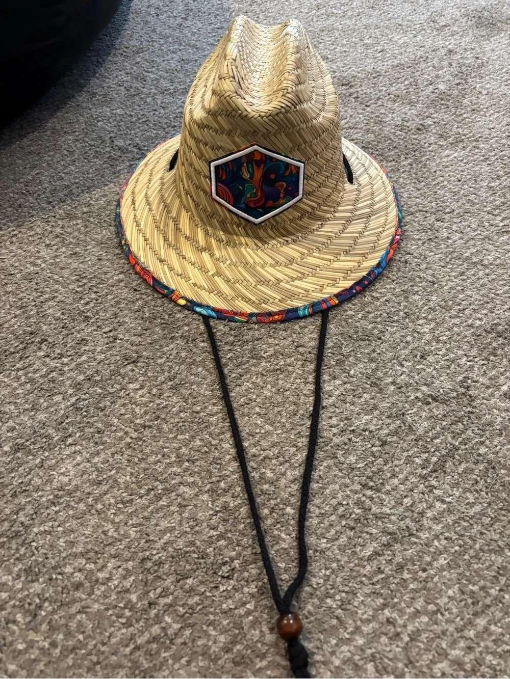 Kids Straw Sun Hat with Colorful Trim